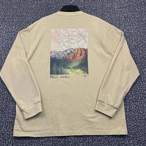 Earth's Pulse Nature's Heartbeat Sweatshirt Men Large Yellow Pullover Crew Neck